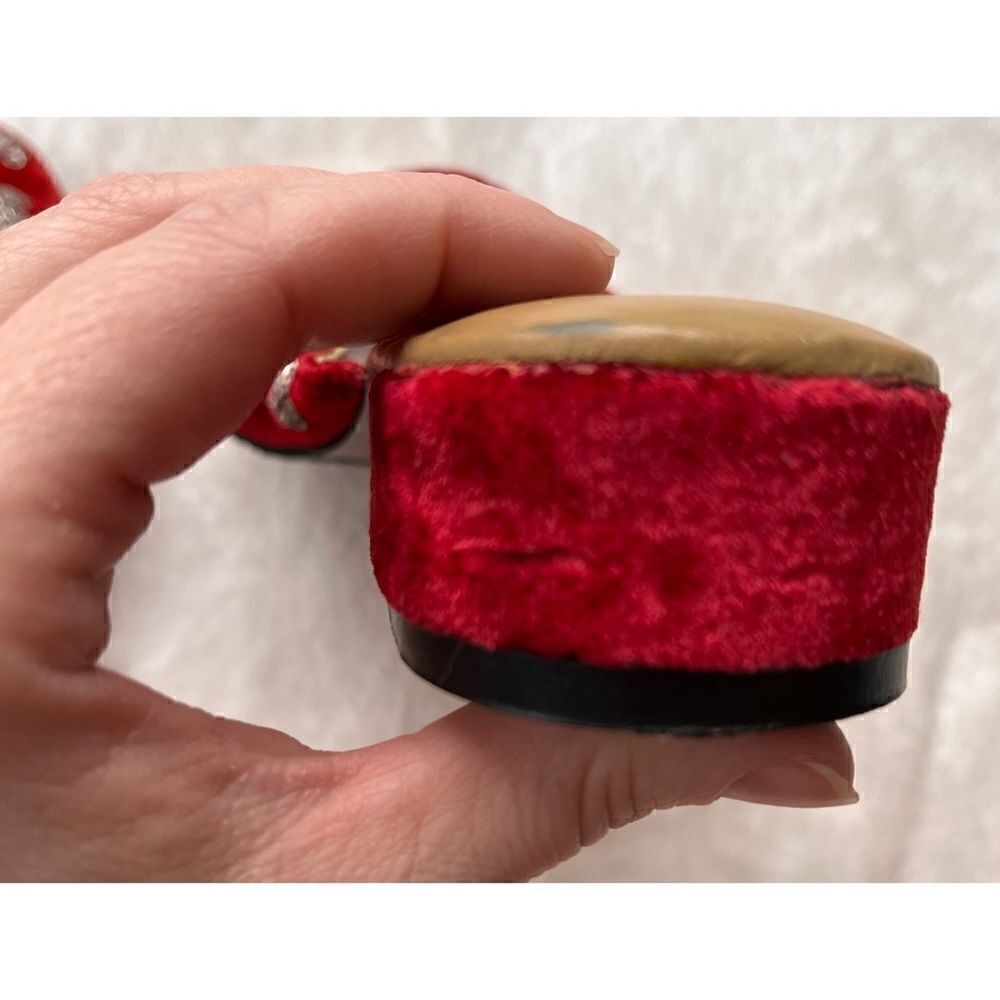 SAACHI Red Velvet Silver Embroidered Custom Made Handmade Mule Slides - Picture 11 of 15